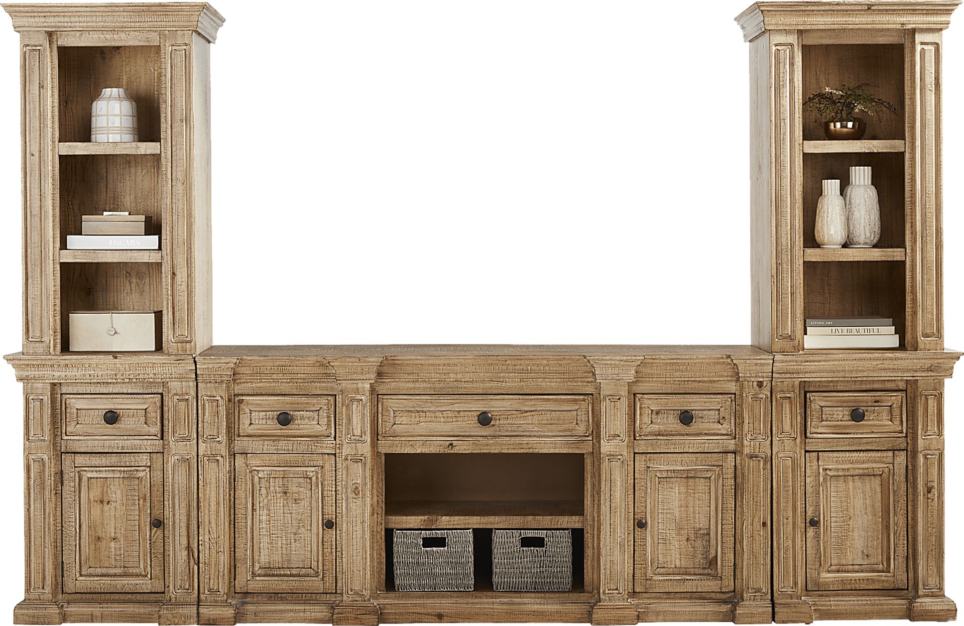 Briar Hill Natural 3 Pc Wall Unit with 72 in. Console - Image 2