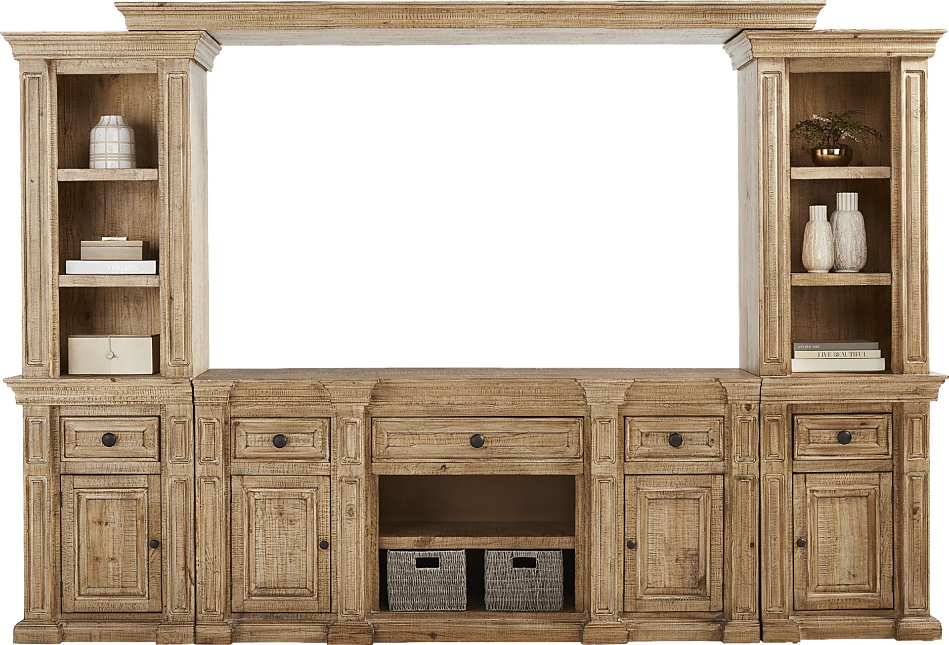 Briar Hill Natural 4 Pc Wall Unit with 72 in. Console - Image 2