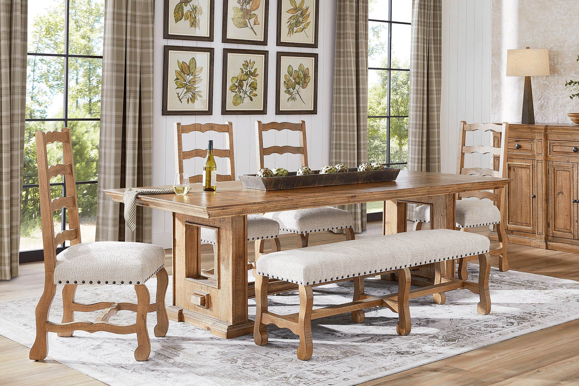 Briar Hill Natural 6 Pc Dining Room with Bench - Image 1