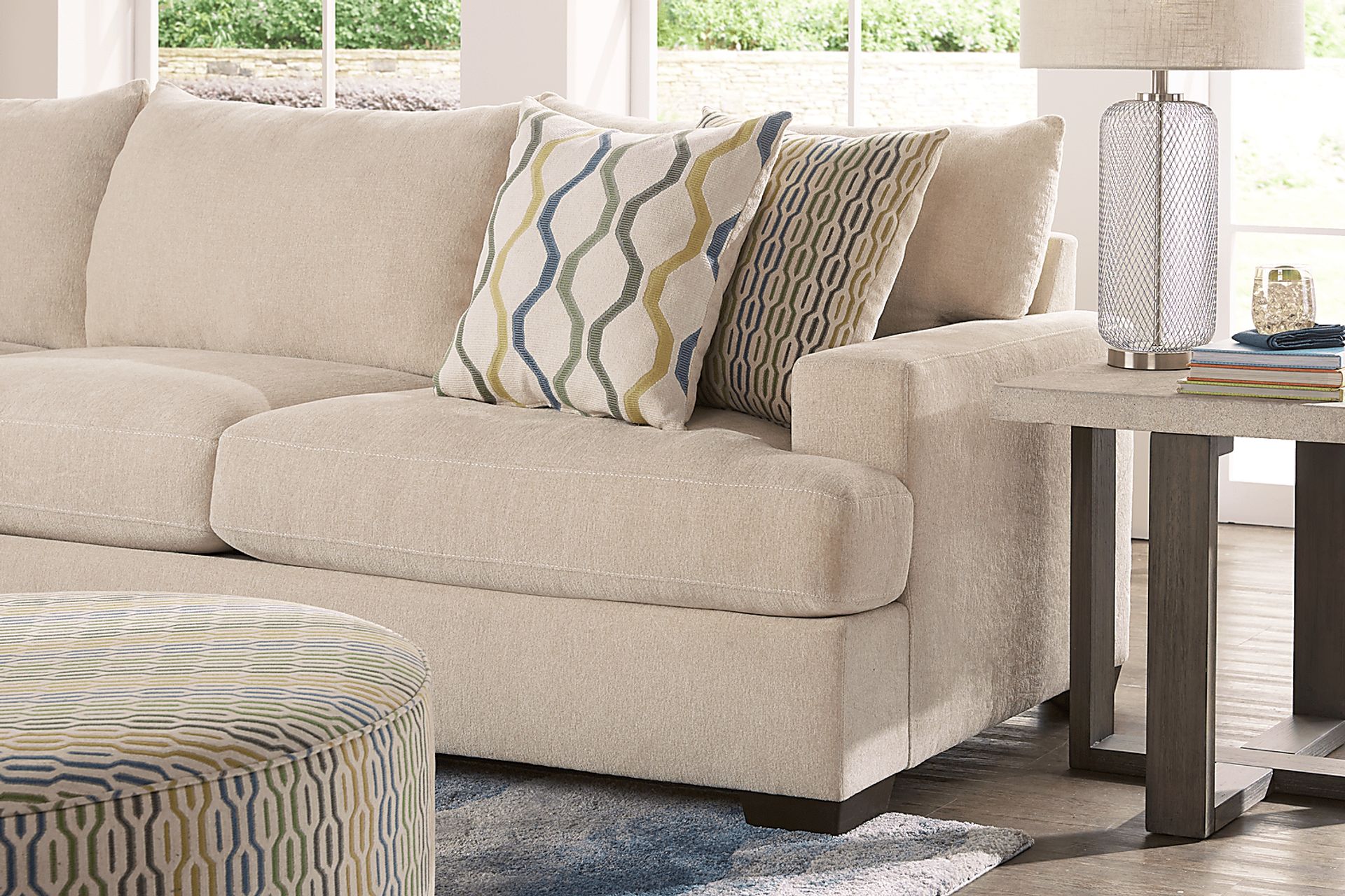 Briar Street Beige Chenille 2 Pc Sectional - Image 3