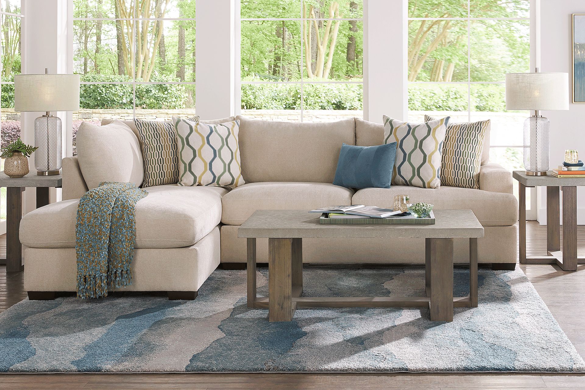 Briar Street Beige Chenille 2 Pc Sectional - Image 2