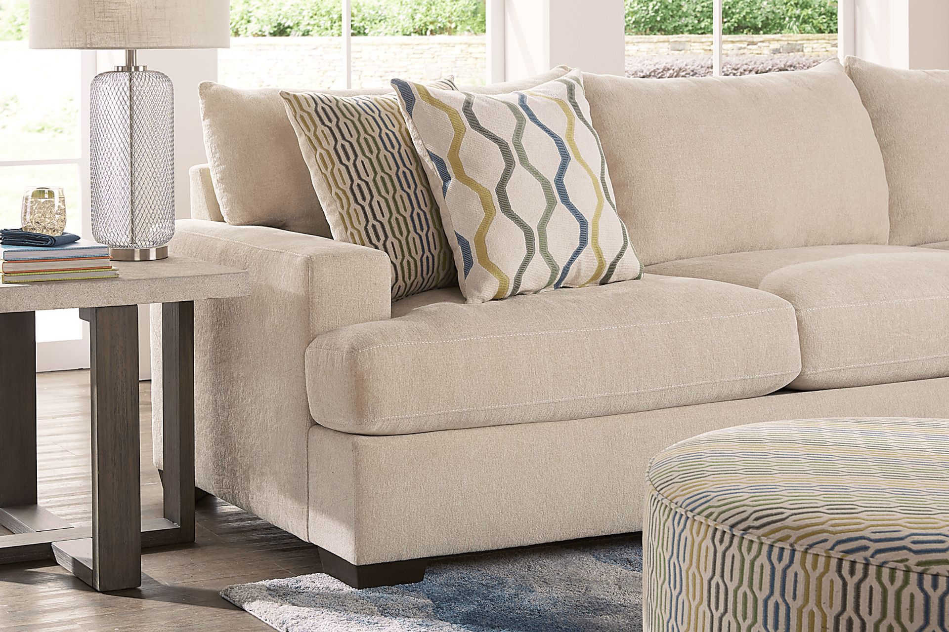 Briar Street Beige Chenille 3 Pc Sectional Living Room - Image 4
