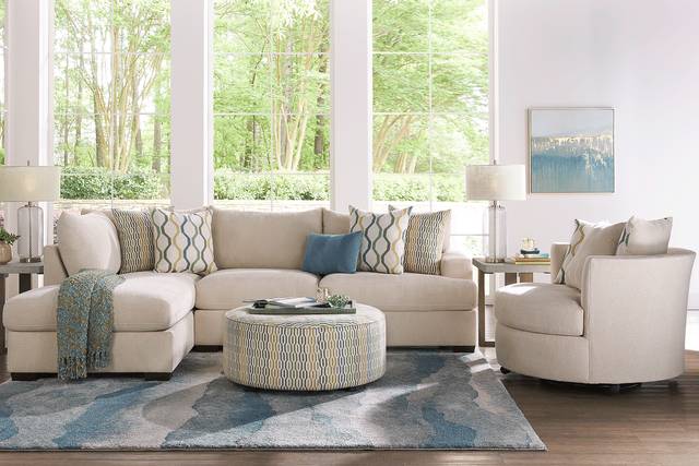 Briar Street Beige Chenille 3 Pc Sectional Living Room - Thumbnail - Image 1