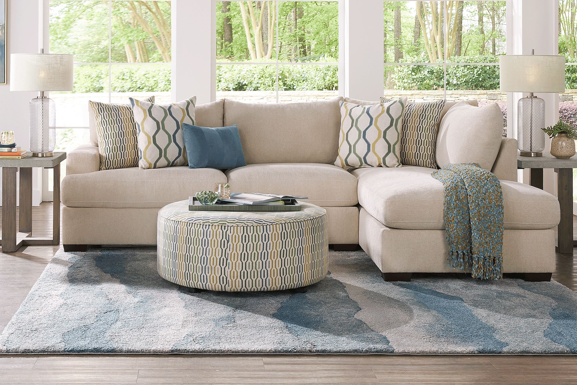 Briar Street Beige Chenille 5 Pc Sectional Living Room - Image 1
