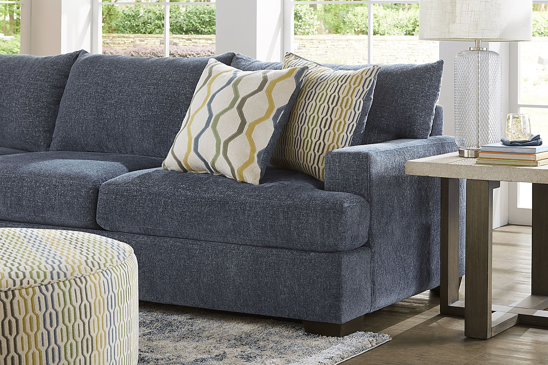 Briar Street Blue Chenille 2 Pc Sectional - Image 3