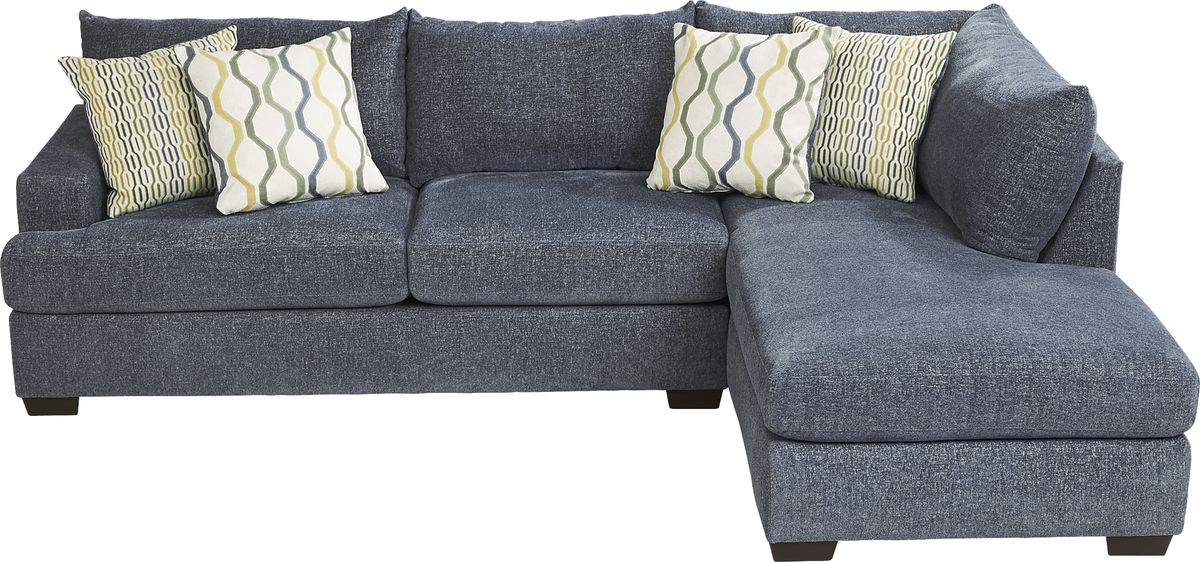 Briar Street Blue Chenille Fabric 2 Pc Right Arm Chaise Sectional ...