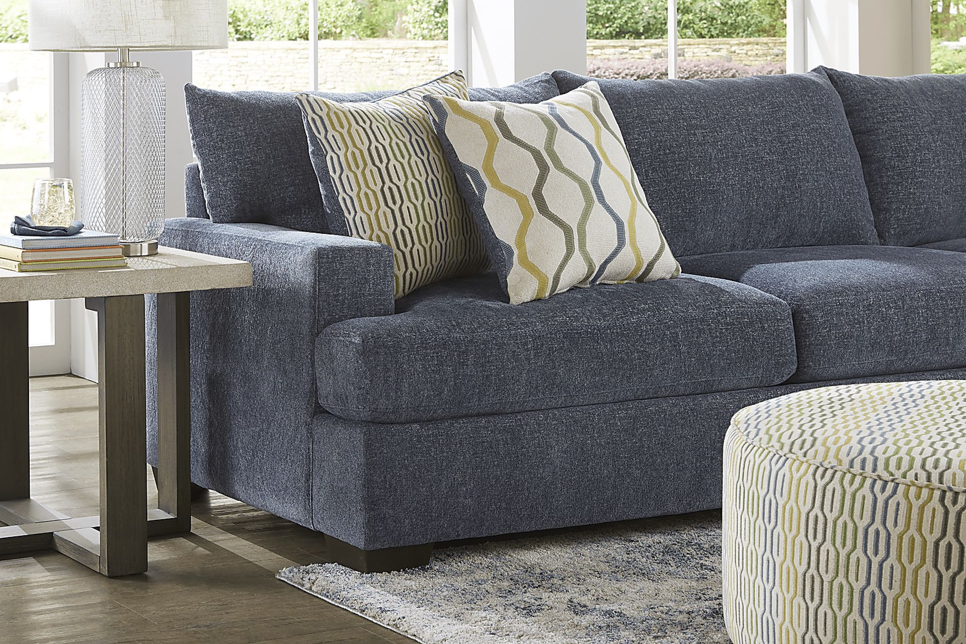 Briar Street Blue Chenille 2 Pc Sectional - Image 4