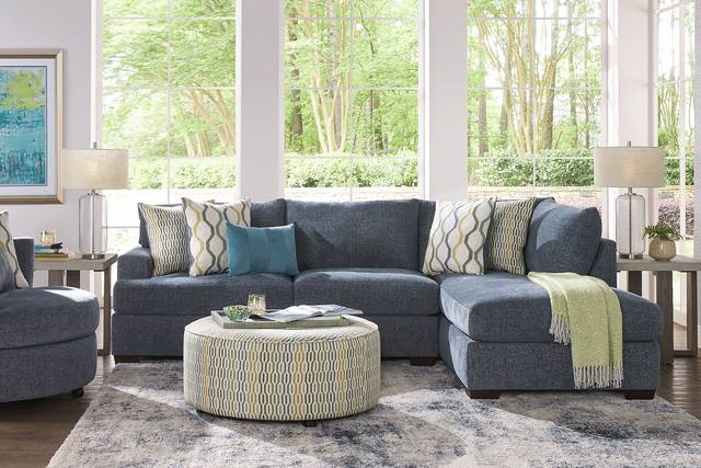 Briar Street Blue Chenille 3 Pc Sectional Living Room - Thumbnail - Image 1