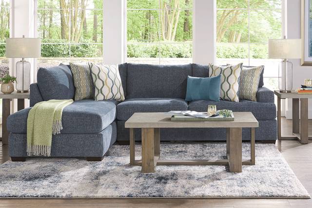Briar Street Blue Chenille 5 Pc Sectional Living Room - Thumbnail - Image 1