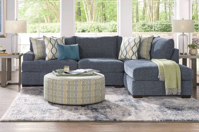 Briar Street Blue Chenille 5 Pc Sectional Living Room - Thumbnail - Image 1
