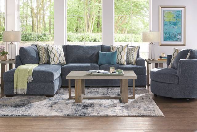 Briar Street Blue Chenille 6 Pc Sectional Living Room - Thumbnail - Image 1
