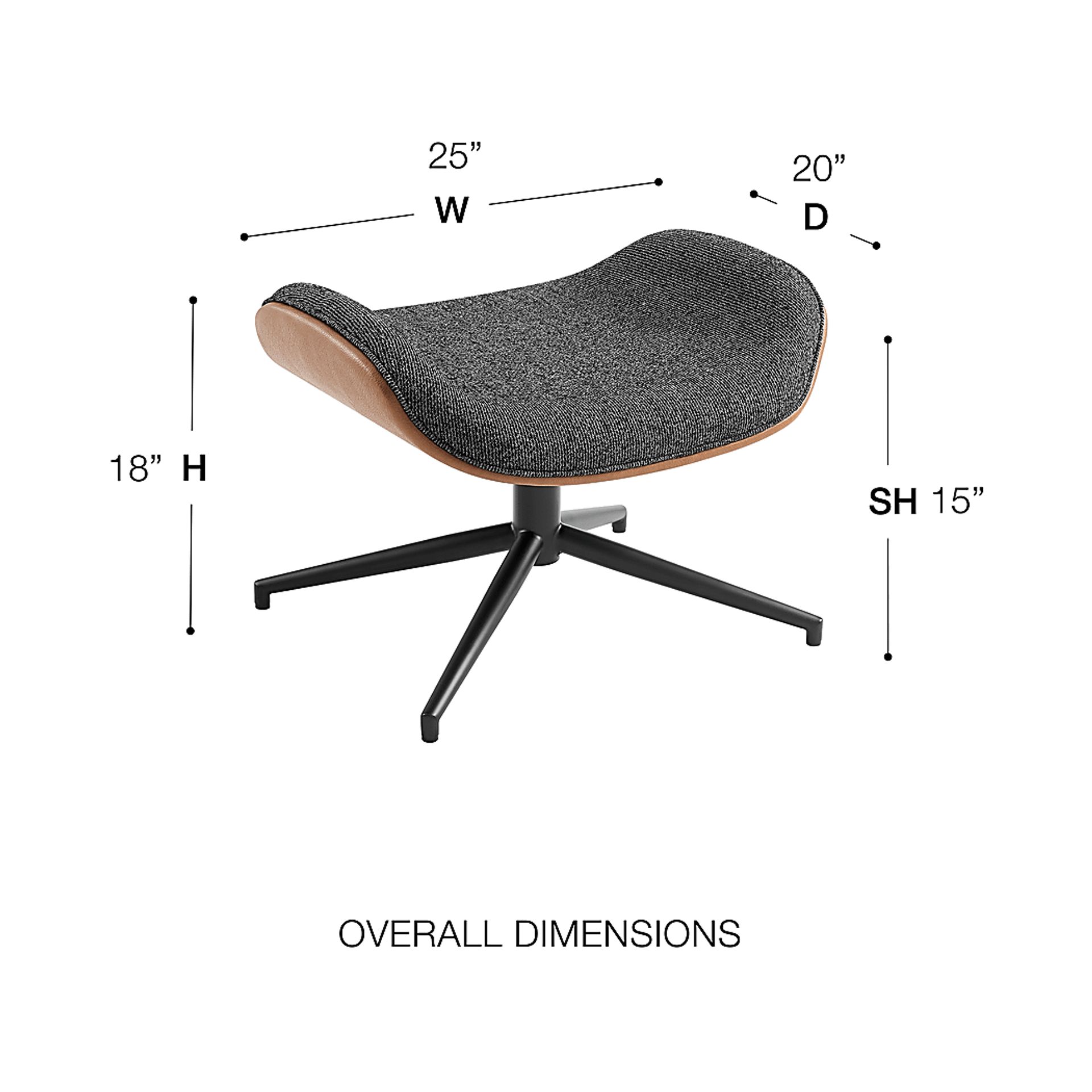 Bridgemart Black and Brown Ottoman - Image 4