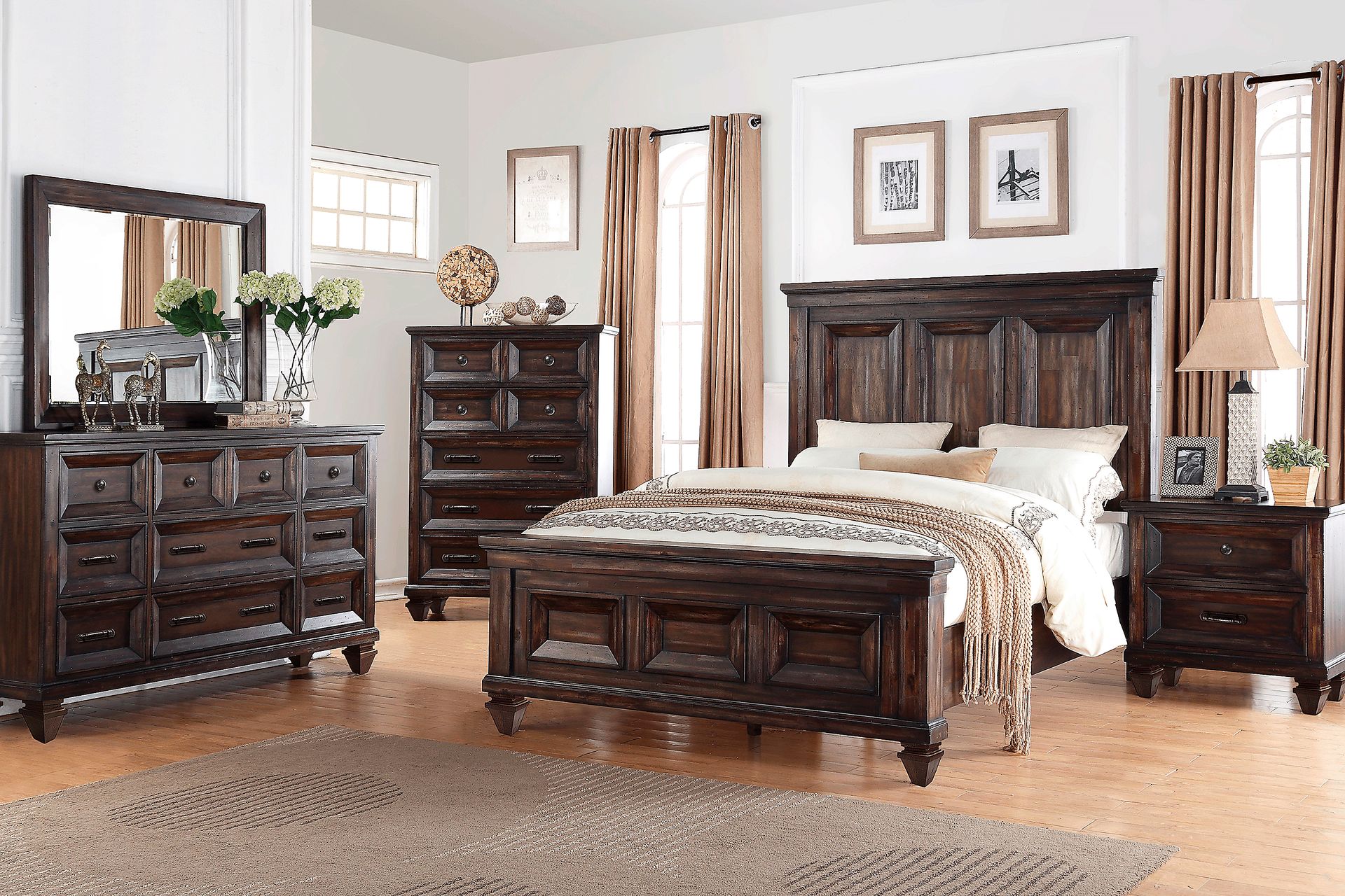 Bridgewood Walnut 5 Pc King Panel Bedroom - Image 1
