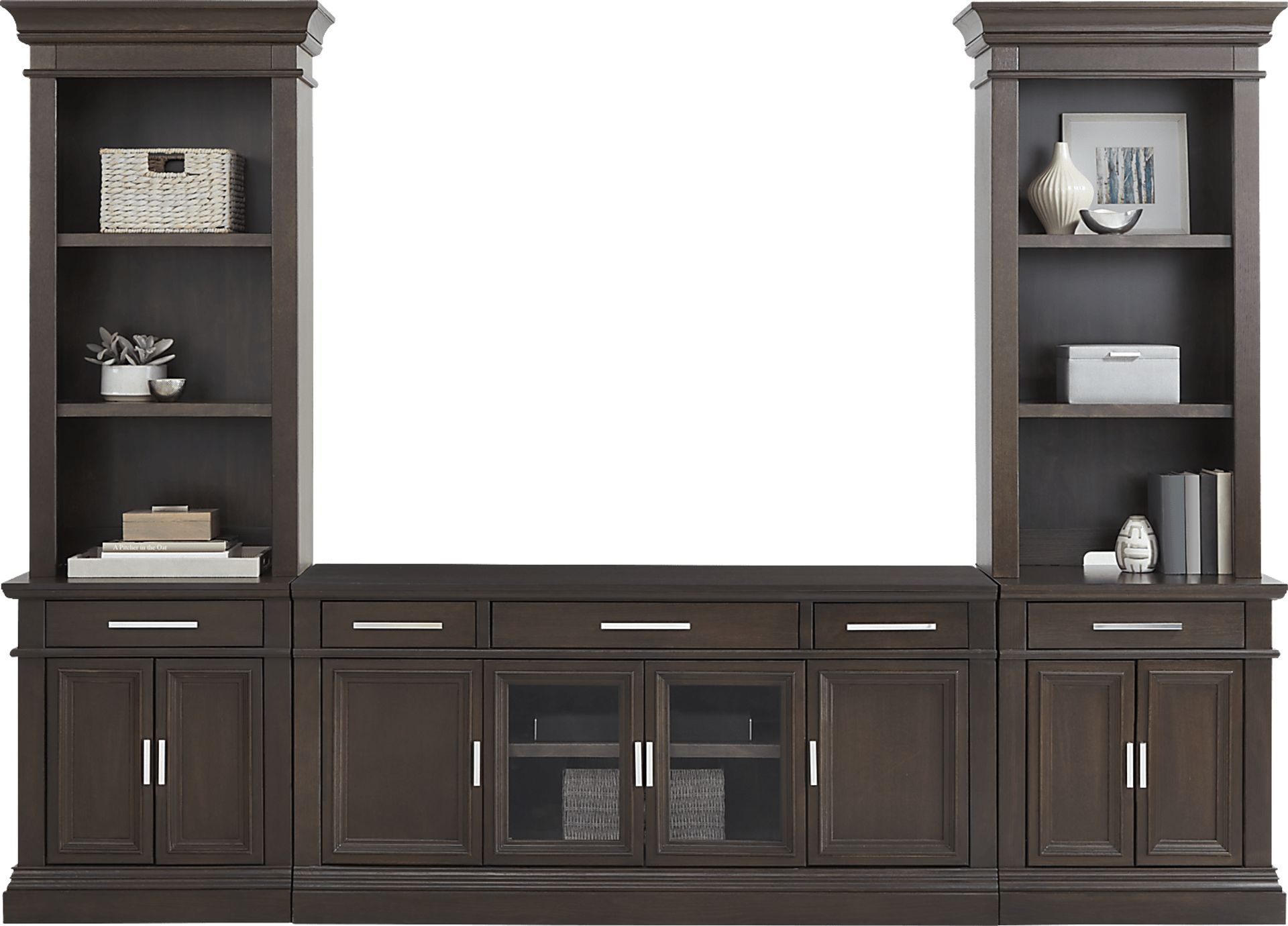 Brightwood Brown 5 Pc Wall Unit with 66 in. Console - Image 2