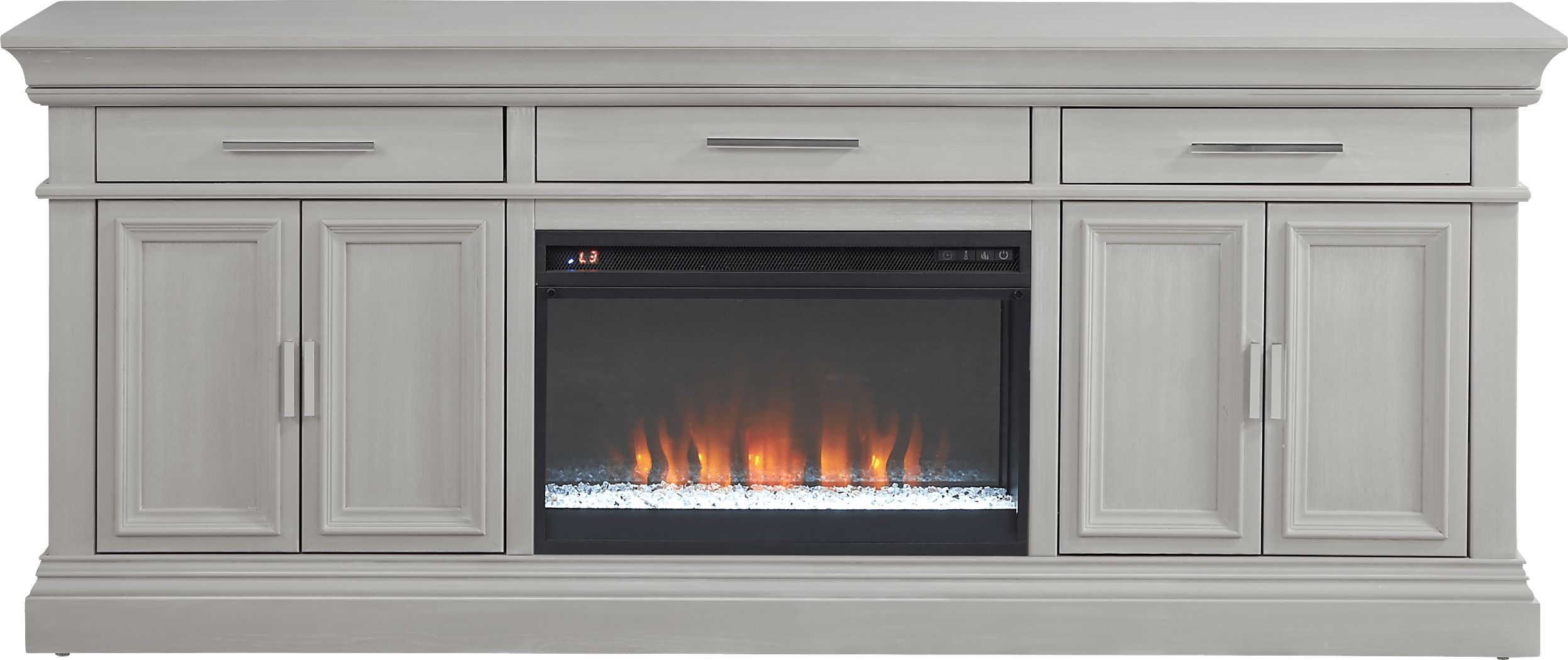 Brightwood Gray 82 in. Console with Electric Fireplace Rooms To Go