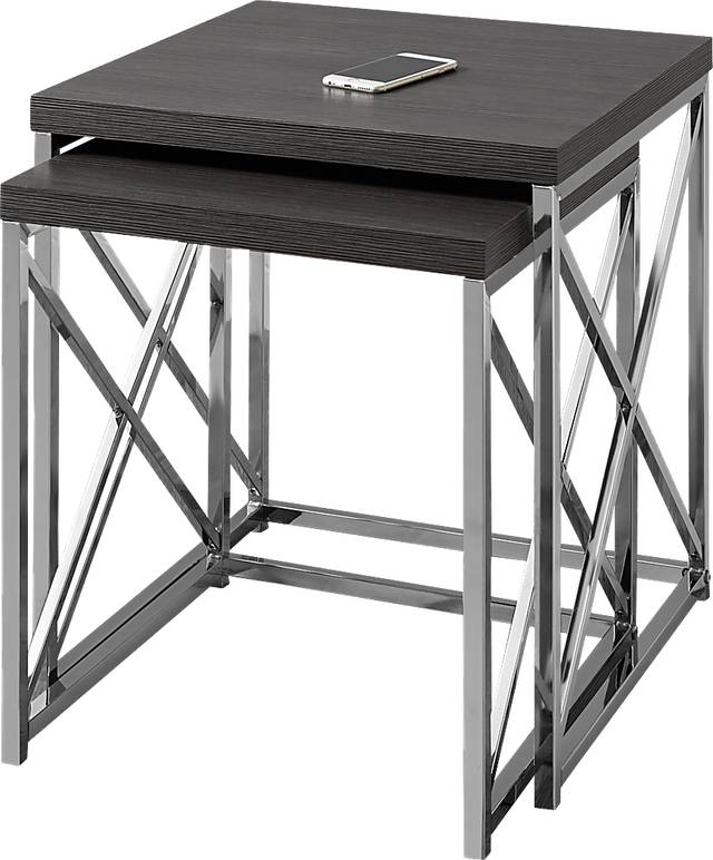 Brillock Charcoal Chrome Nesting Tables - Thumbnail - Image 1