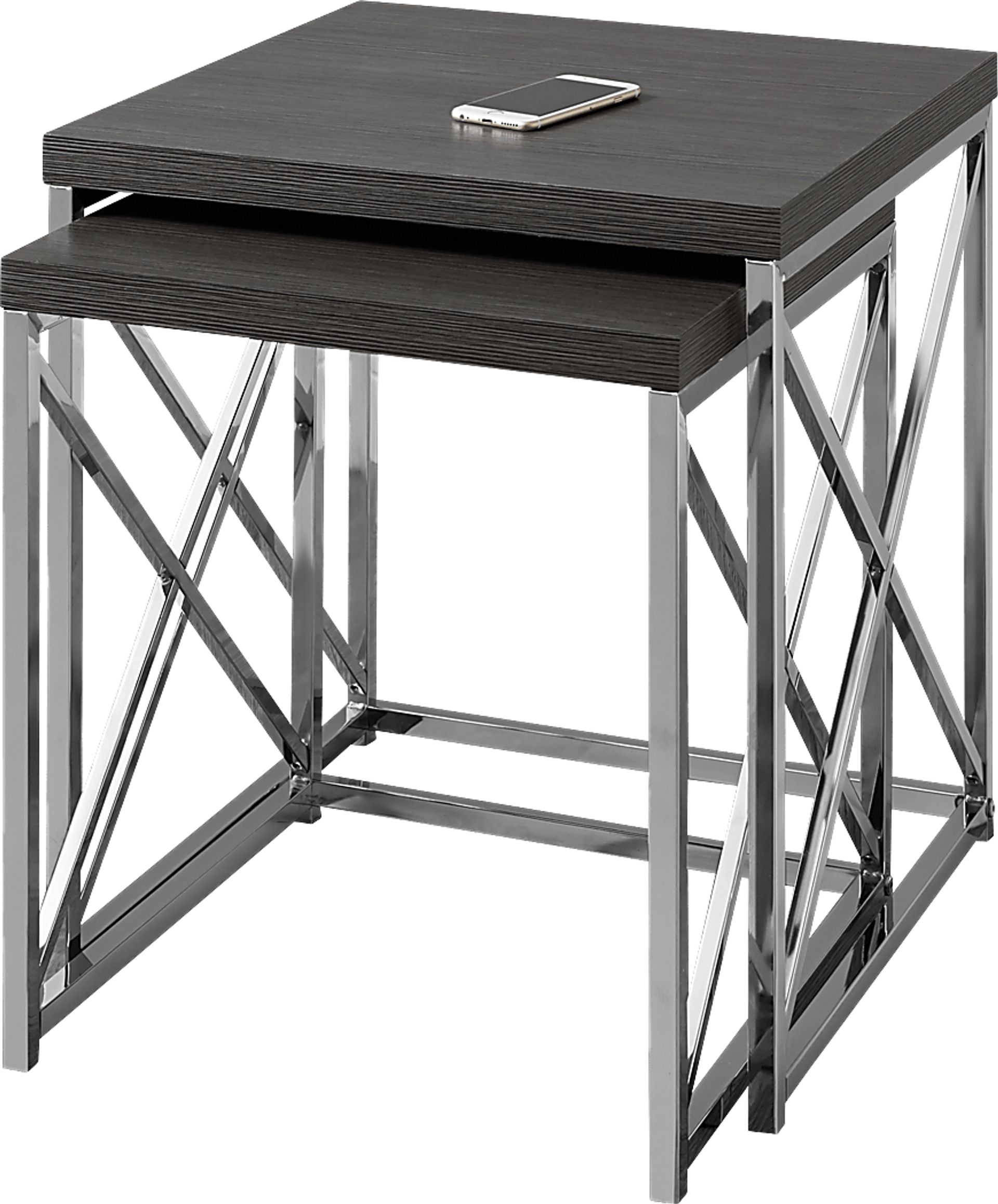 Brillock Charcoal Chrome Nesting Tables - Image 1