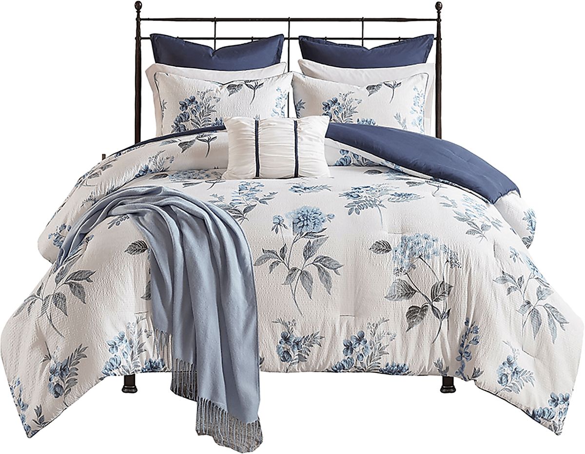 Brindan Blue 7 Pc King Comforter Set | Rooms To Go