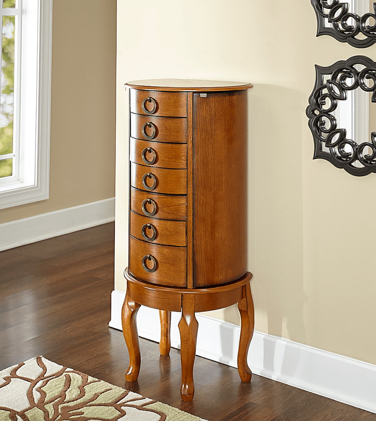 Brinegar Brown Dark Wood Jewelry Armoire | Rooms to Go