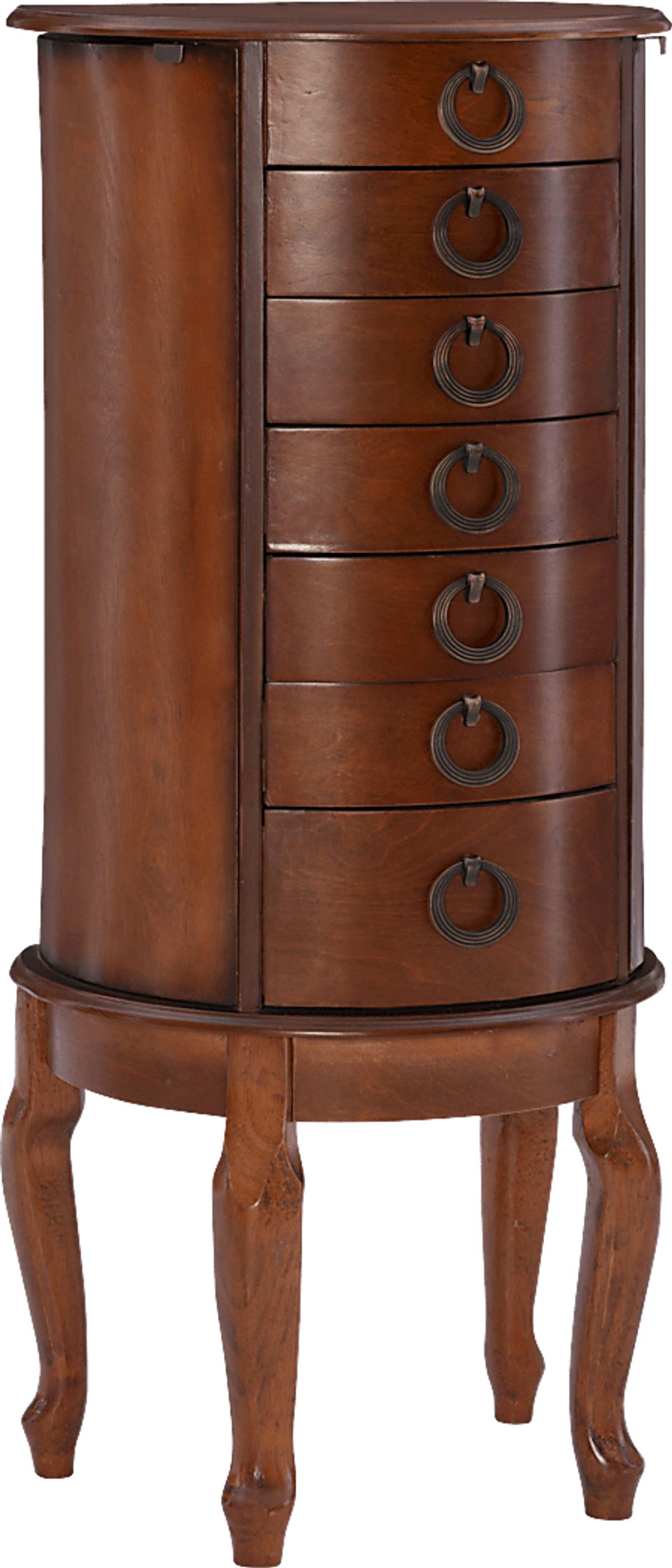 Brinegar Cherry Dark Wood Jewelry Armoire | Rooms to Go