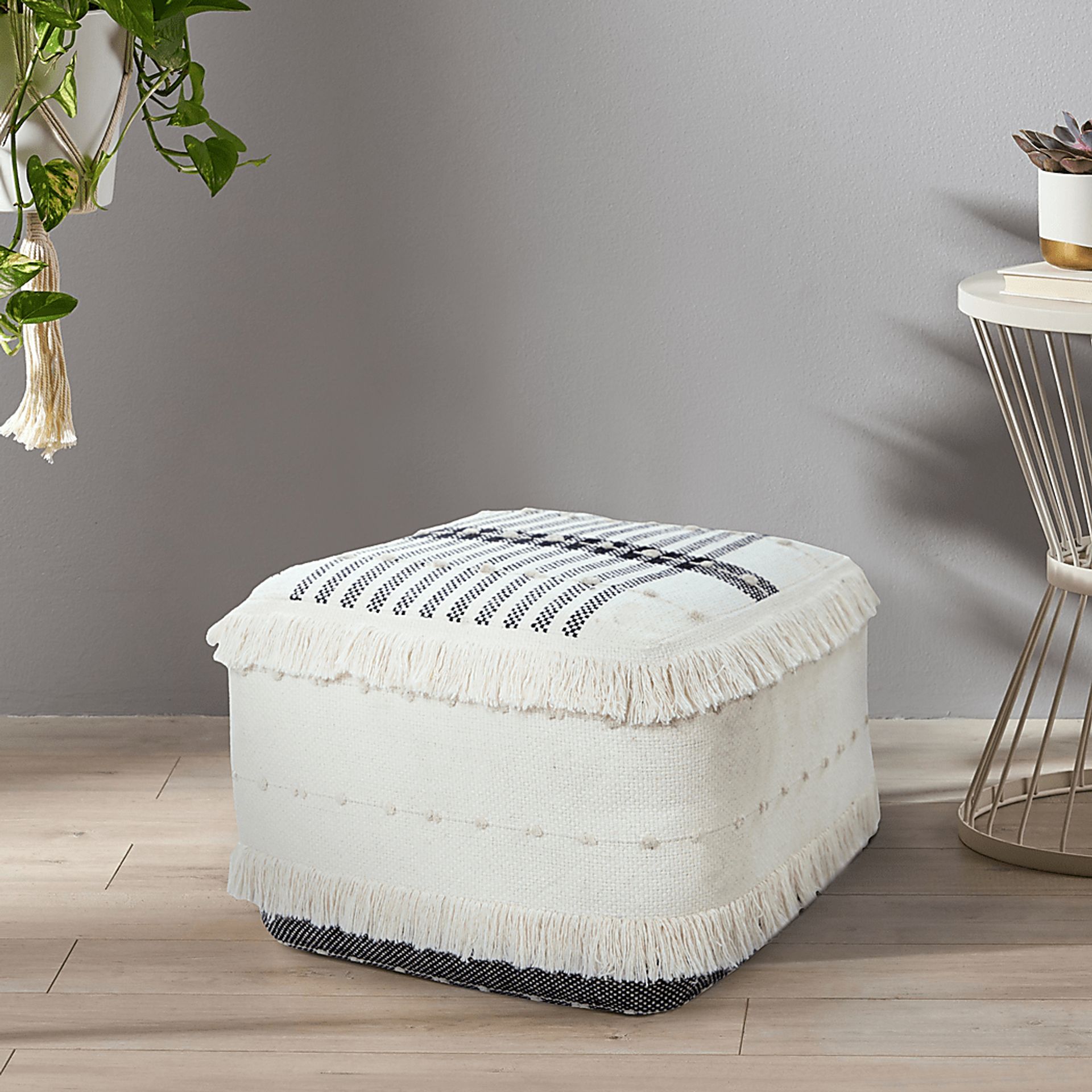Brinok White Pouf - Image 2