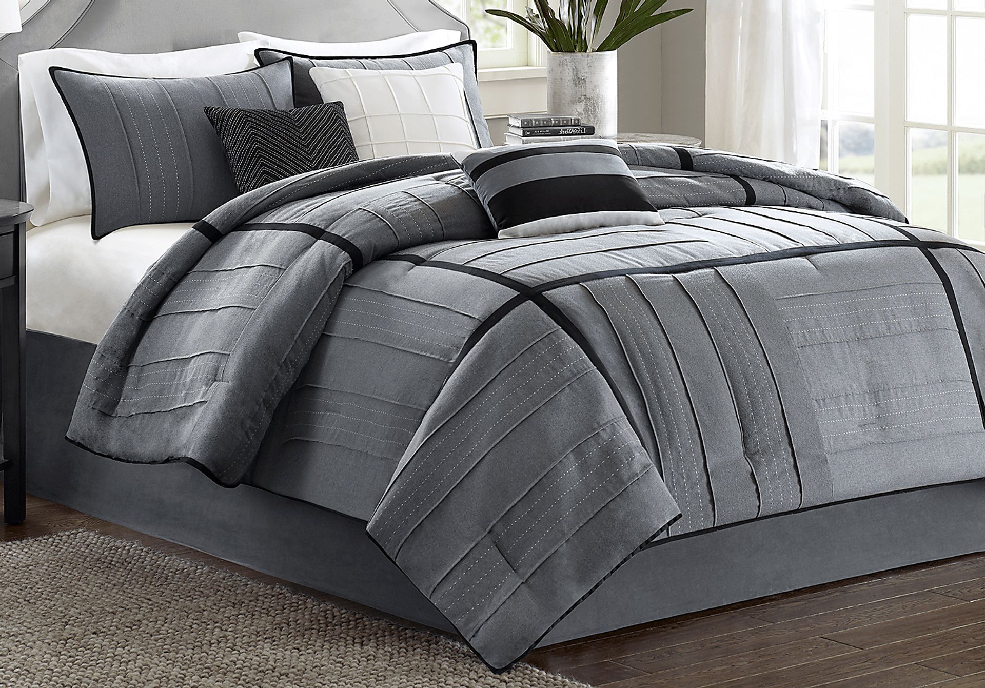 Brinson Gray 7 Pc Queen Comforter Set - Image 1