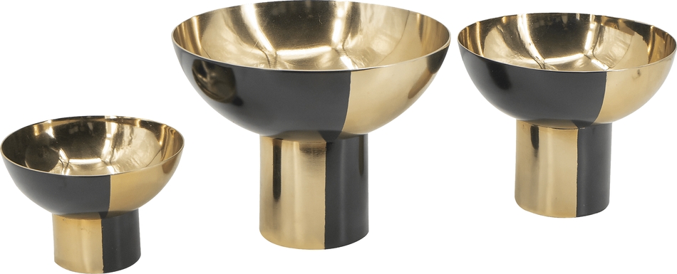 Brirose Bank Gold/Black Decorative Bowl, Set of 3