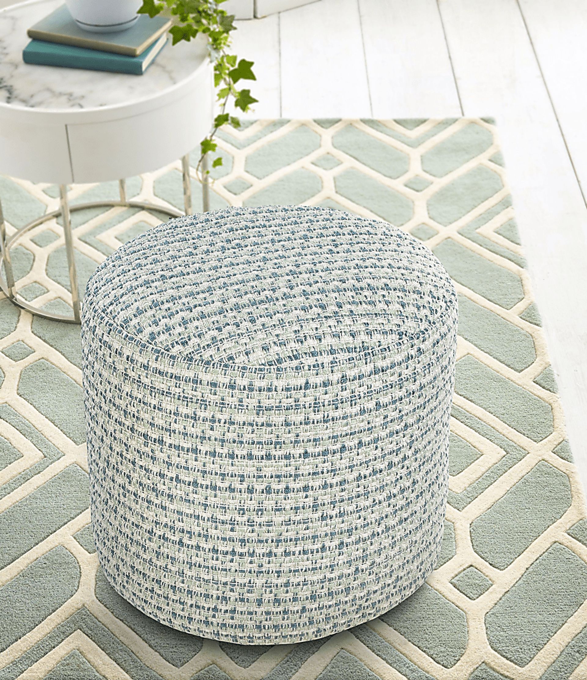 Briville Blue/Green Indoor/Outdoor Pouf - Image 2