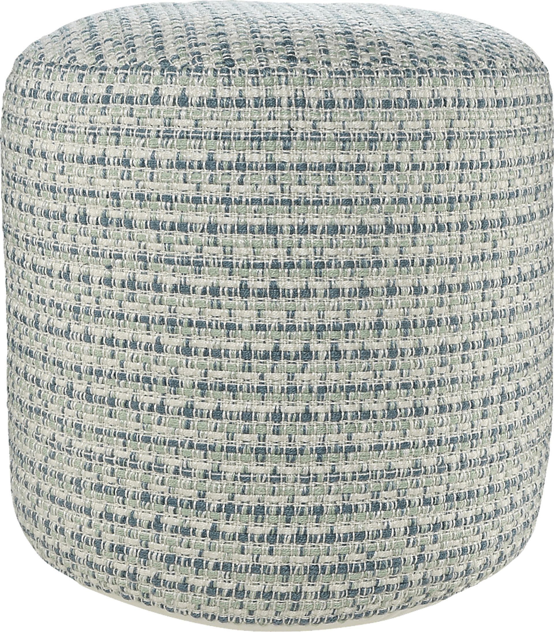 Briville Blue/Green Indoor/Outdoor Pouf - Image 1