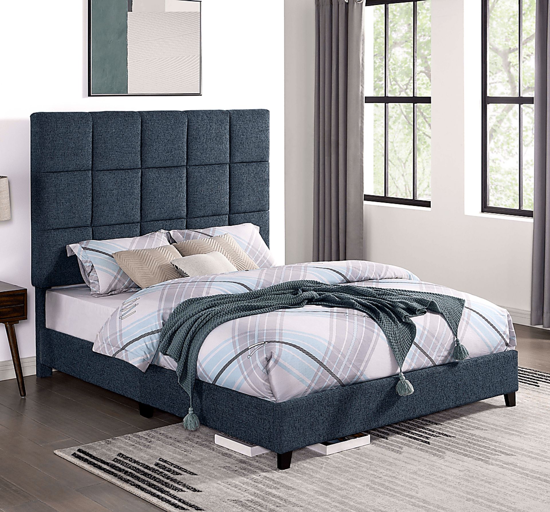 Briya Blue Queen Upholstered Bed - Image 2