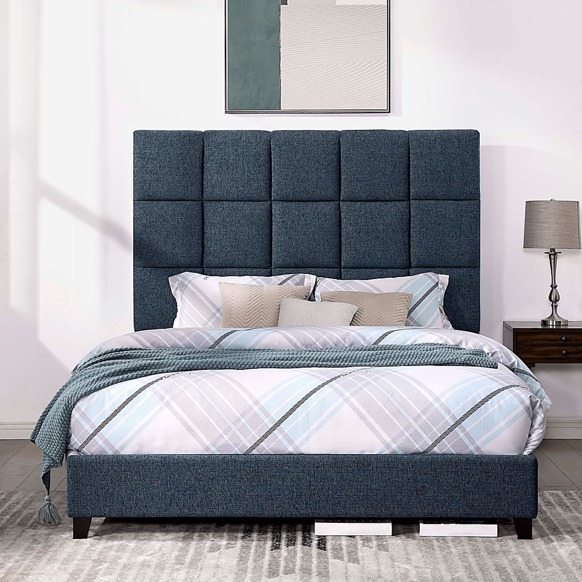 Briya Blue Queen Upholstered Bed - Image 3