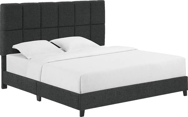 Briya Gray King Upholstered Bed - Thumbnail - Image 1