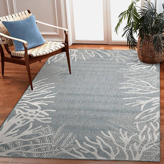 Briza Aqua 6'6 x 9'4 Indoor/Outdoor Rug - Thumbnail - Image 3