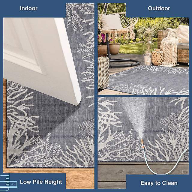 Briza Navy 6'6 x 9'4 Indoor/Outdoor Rug - Thumbnail - Image 4