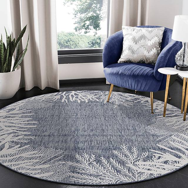 Briza Navy 7'10 Round Indoor/Outdoor Rug - Thumbnail - Image 2