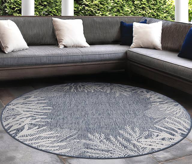 Briza Navy 7'10 Round Indoor/Outdoor Rug - Thumbnail - Image 3
