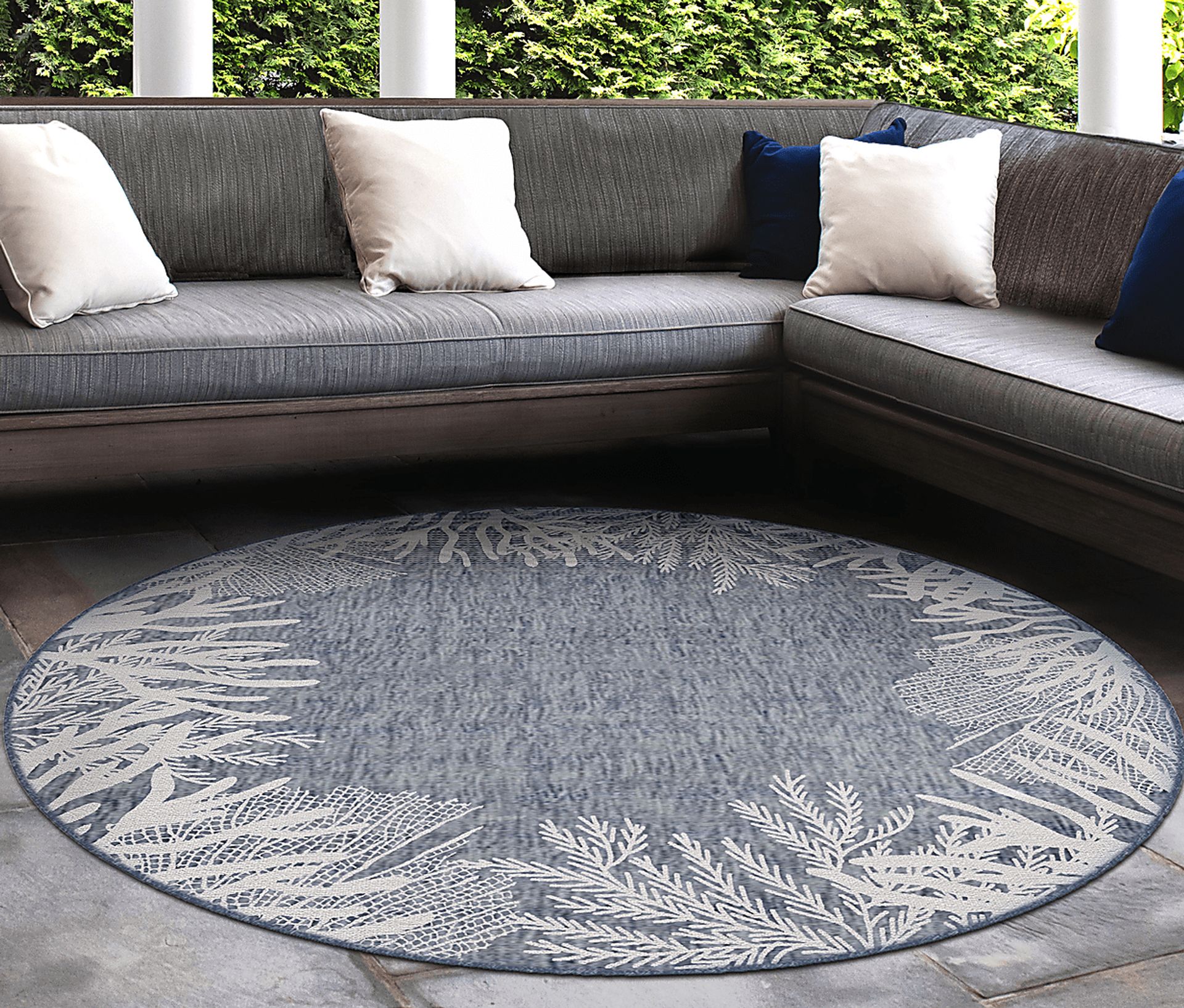 Briza Navy 7'10 Round Indoor/Outdoor Rug - Image 3