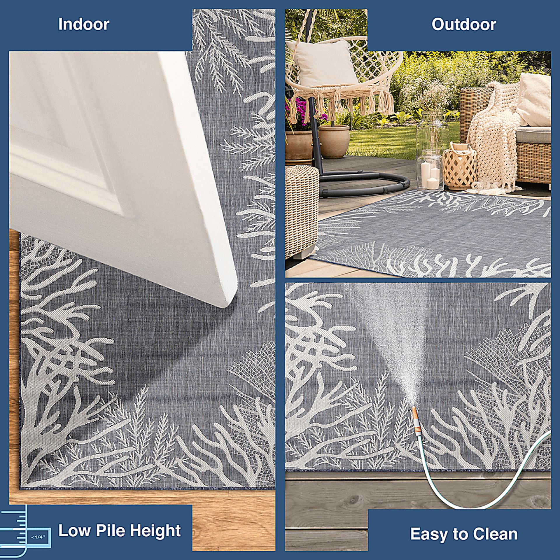 Briza Navy 7'10 Round Indoor/Outdoor Rug - Image 4