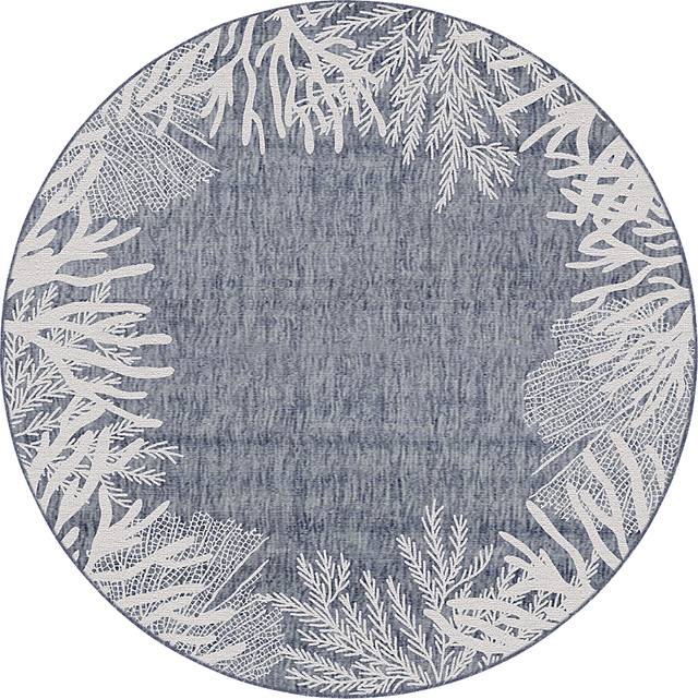 Briza Navy 7'10 Round Indoor/Outdoor Rug - Thumbnail - Image 1