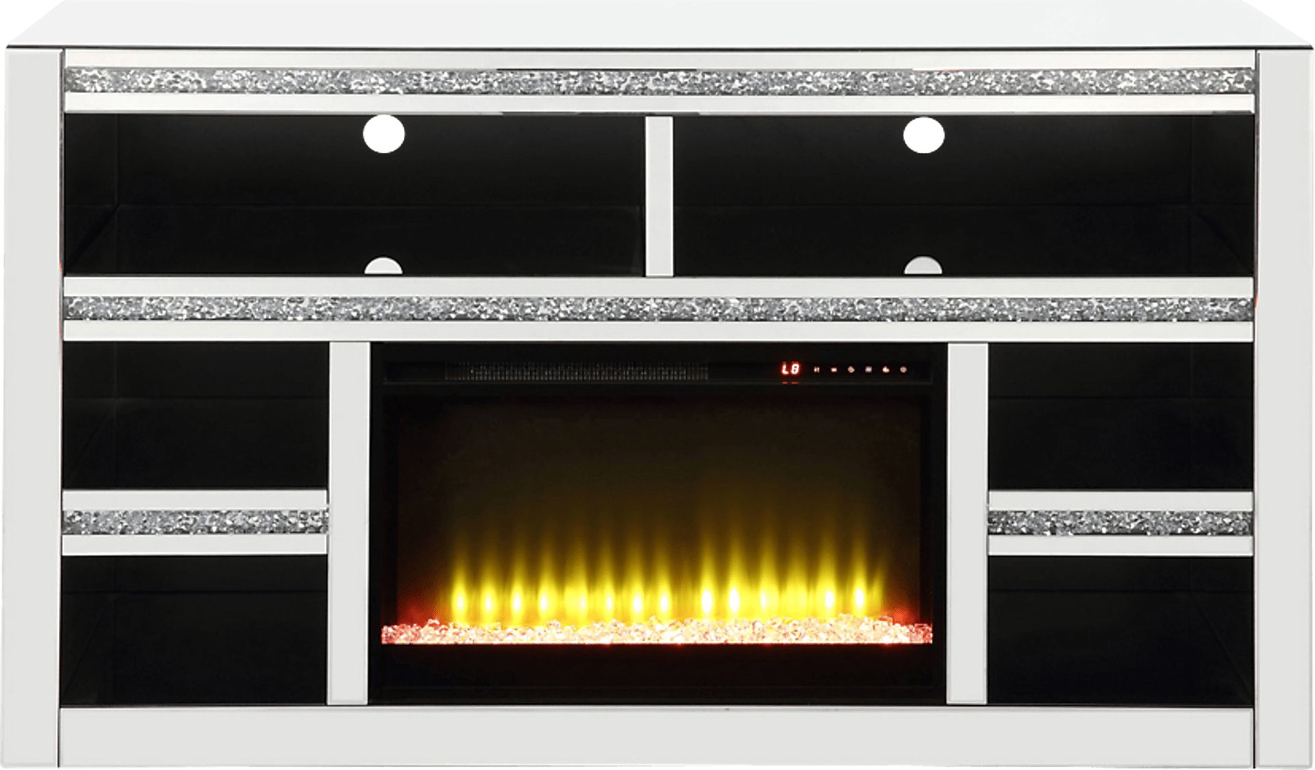 Broadhale Silver 59 in. Console, With Electric Fireplace - Image 1