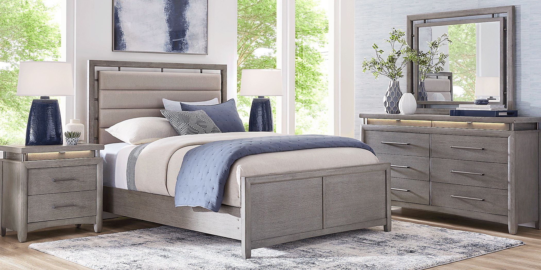 Broadmore Light Gray 3 Pc King Upholstered Bed - Rooms To Go