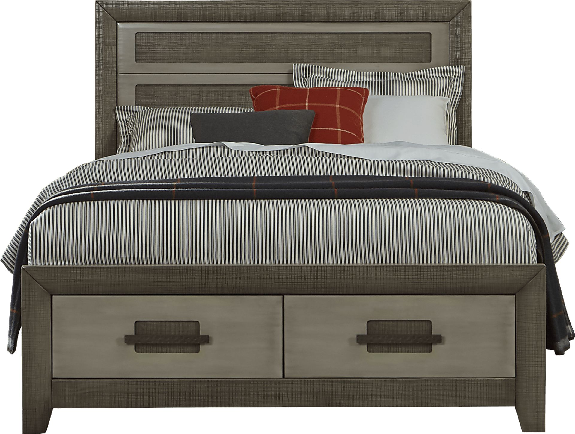 Broadstone Gray 3 Pc King Panel Bed with Storage - Image 1