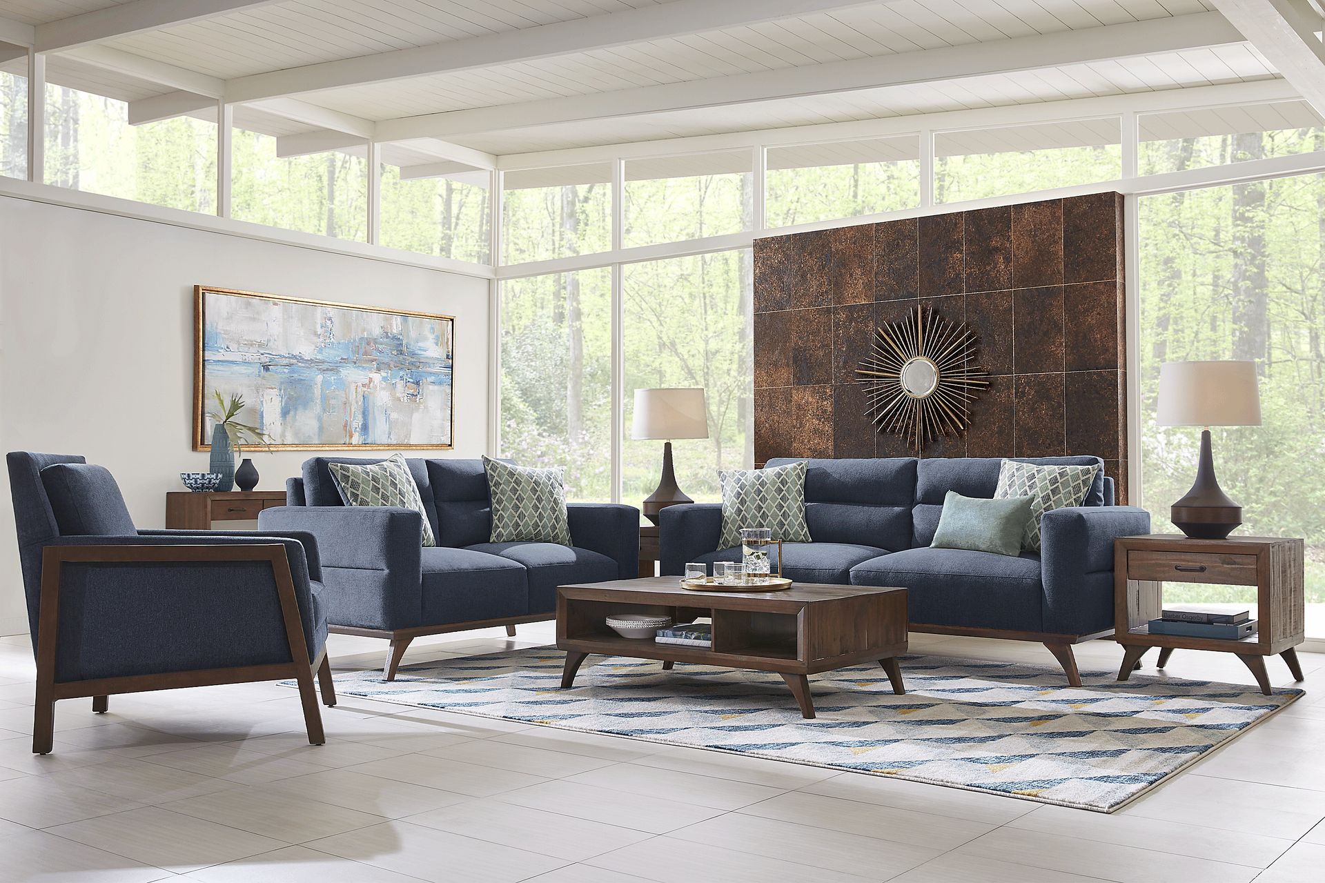 Broadview Park Navy 7 Pc Living Room - Image 1