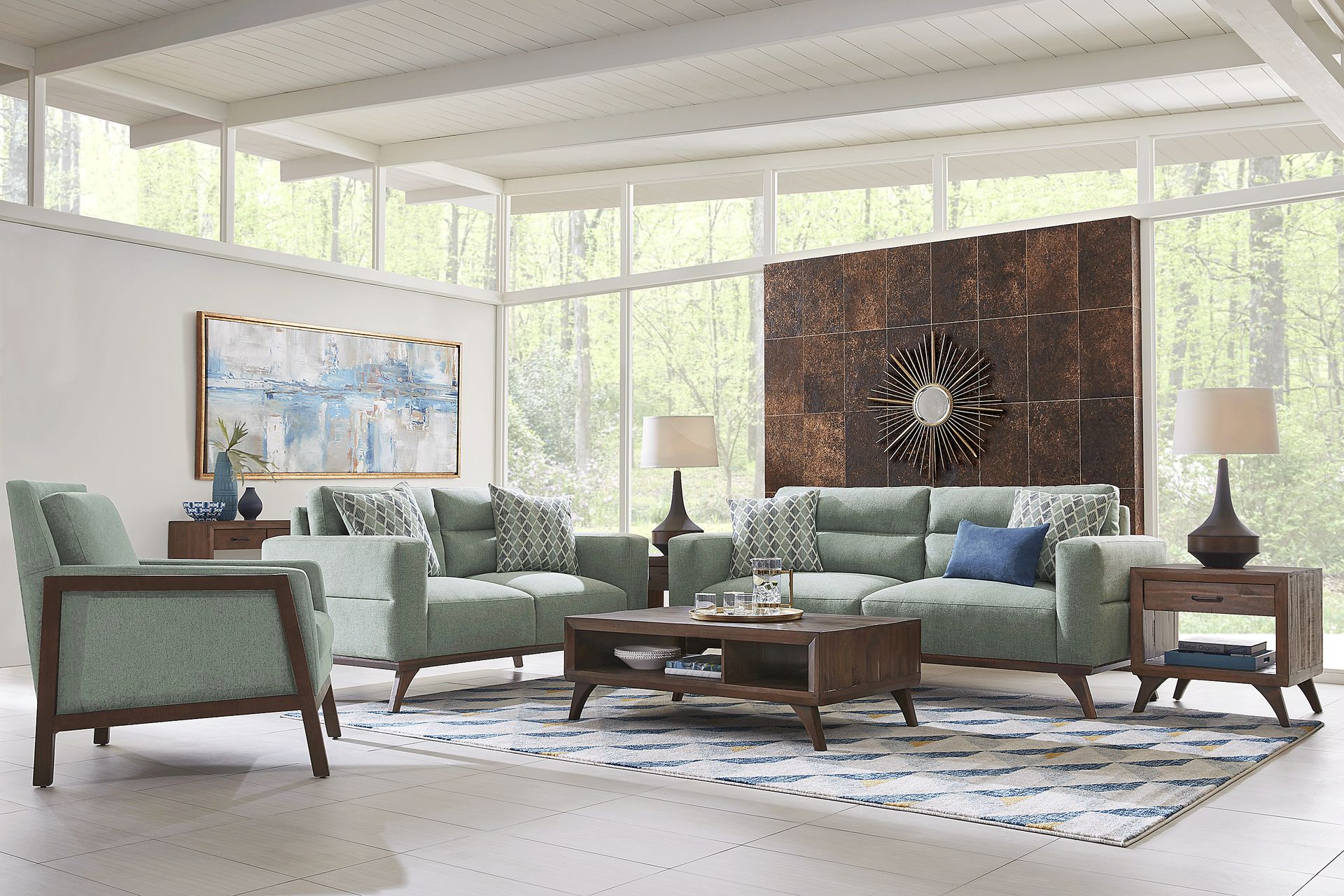 Broadview Park Sage 3 Pc Living Room - Image 1