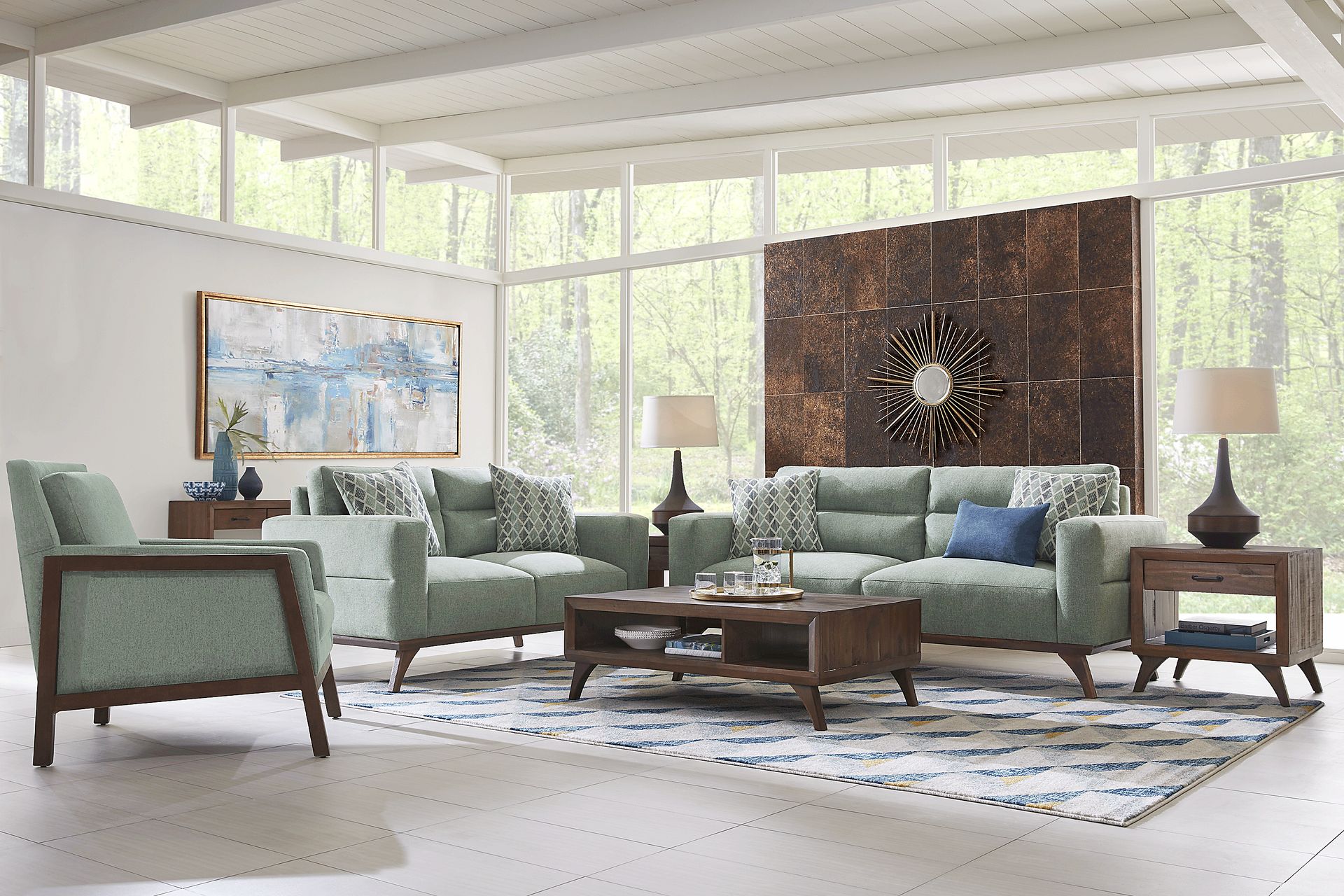 Broadview Park Sage 7 Pc Living Room - Image 1