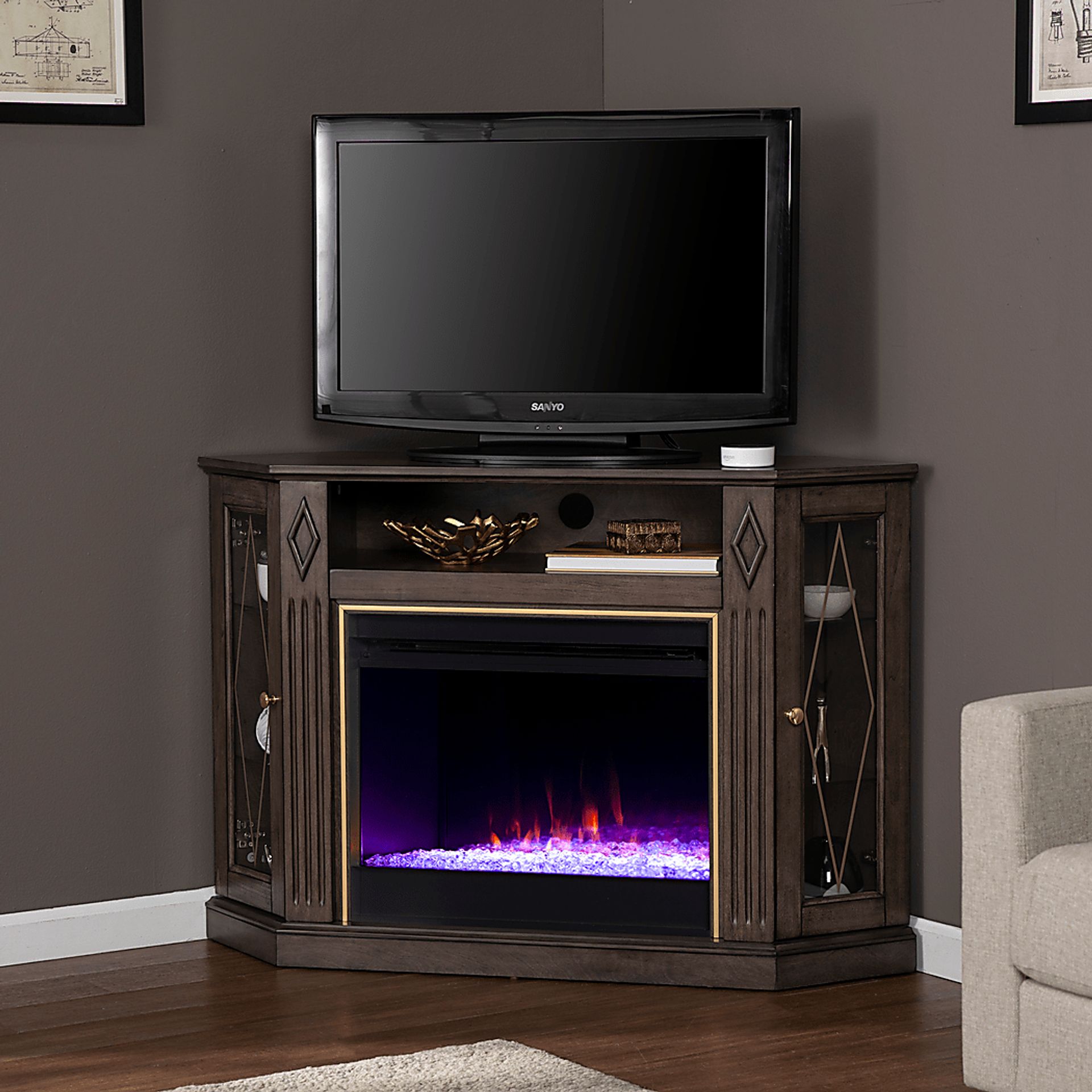 Brockdell I Brown 47 in. Console, With Color Changing Electric Fireplace - Image 7
