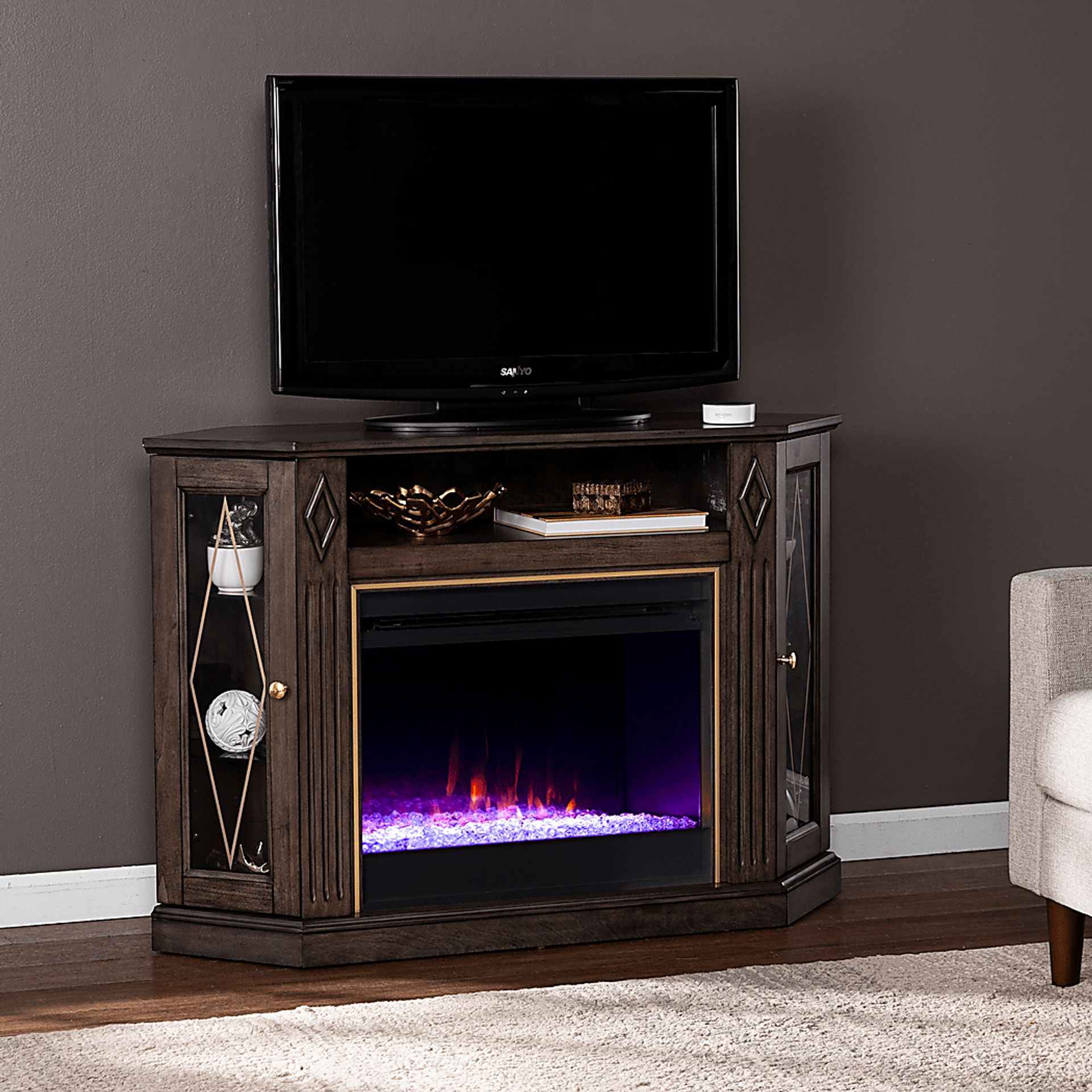 Brockdell I Brown 47 in. Console, With Color Changing Electric Fireplace - Image 8