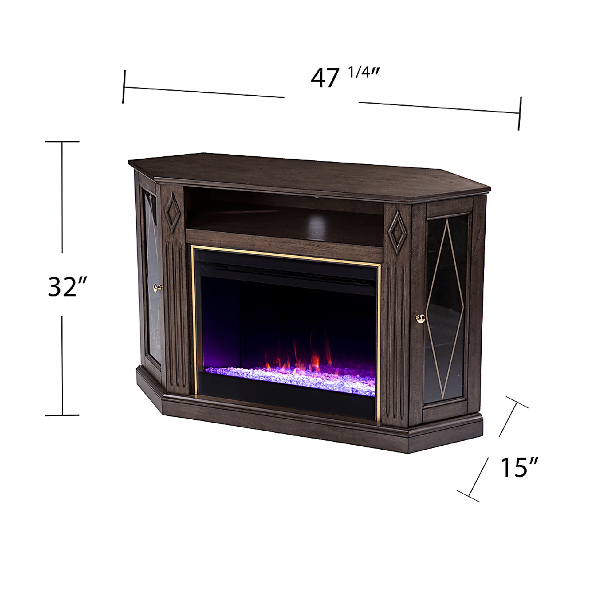 Brockdell I Brown 47 in. Console, With Color Changing Electric Fireplace - Image 9
