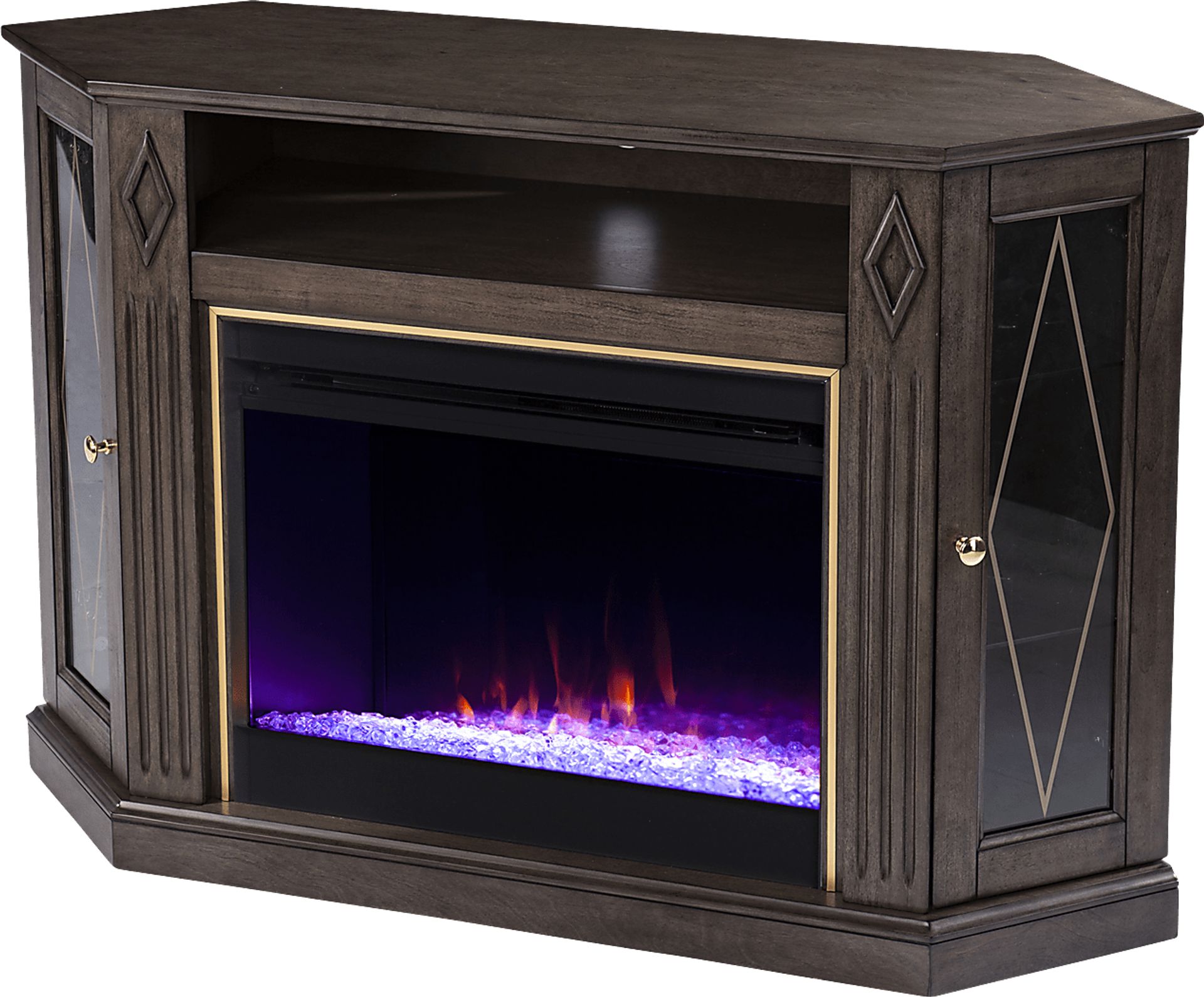 Brockdell I Brown 47 in. Console, With Color Changing Electric Fireplace - Image 1