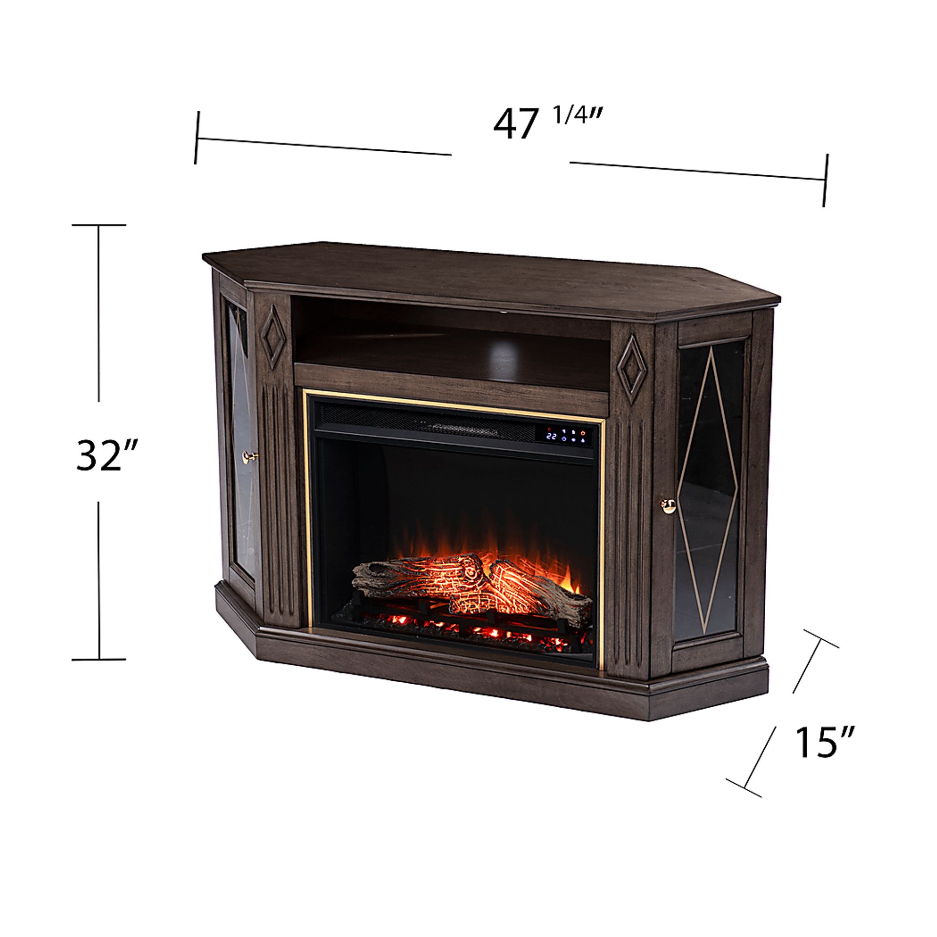 Brockdell IV Brown 47 in. Console, With Touch Panel Electric Log Fireplace - Image 9